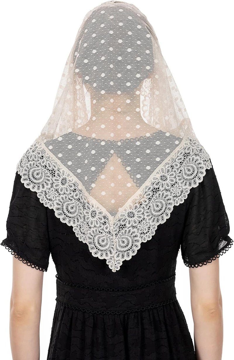 Wgior Triangle Vintage Inspired Lace Chapel Veils Catholic Mass Head Covering Scarf Mantilla Veils for Church - Image 4